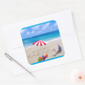 ハッピーイースターイン砂海岸熱帯ビーチ スクエアシール (封筒)