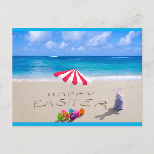 ハッピーイースターイン砂海岸熱帯ビーチ ポストカード (正面)
