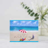 ハッピーイースターイン砂海岸熱帯ビーチ ポストカード (スタンド正面)