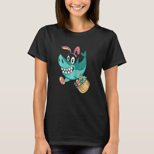 ハッピーイースターイースターシャークエッグ狩り Tシャツ (正面)