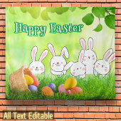 ハッピーイースターイースターバニーイースターエッグイースターバスケット タペストリー