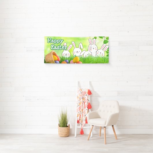ハッピーイースターイースターバニーイースターエッグイースターバスケット 横断幕 (インサイチュ)