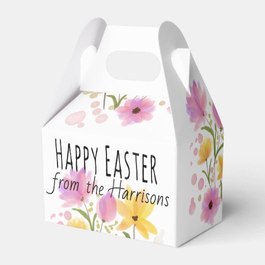 ハッピーイースターイースターバニー水彩の花 フェイバーボックス (裏面サイド)