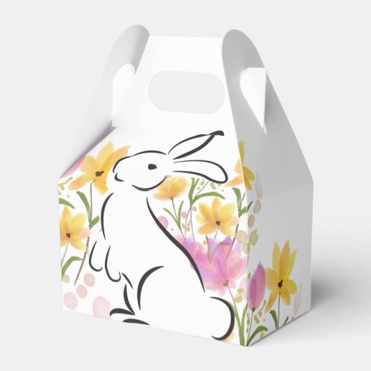ハッピーイースターイースターバニー水彩の花 フェイバーボックス (正面サイド)