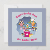 ハッピーイースターイースターフクロウから! 招待状 (正面)