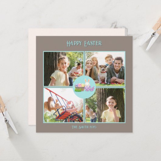 ハッピーイースターウィズフラットグリーン カード (正面/裏面インサイチュ)