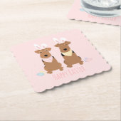 ハッピーイースターウェルシュテリアズドッグズバニー耳 ペーパーコースター (アングル)