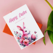 ハッピーイースターウォーターカラーバニーピンク シーズンカード