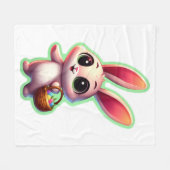 ハッピーイースターウォーターカラーバニー フリースブランケット (正面(横))