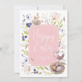 ハッピーイースターウォーターカラーフラットホリデーカード シーズンカード (正面)