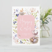 ハッピーイースターウォーターカラーフラットホリデーカード シーズンカード (スタンド正面)