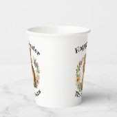 ハッピーイースターウォーターカラーレトロイースターバニーフローラ 紙コップ (左)