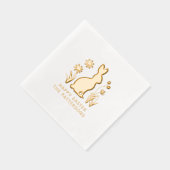 ハッピーイースターウサギ春の花 パーソナライズされた 箔ナプキン (右)