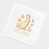 ハッピーイースターウサギ春の花 パーソナライズされた 箔ナプキン (左)