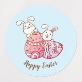 ハッピーイースターウサギ ラベル (デザイン1)