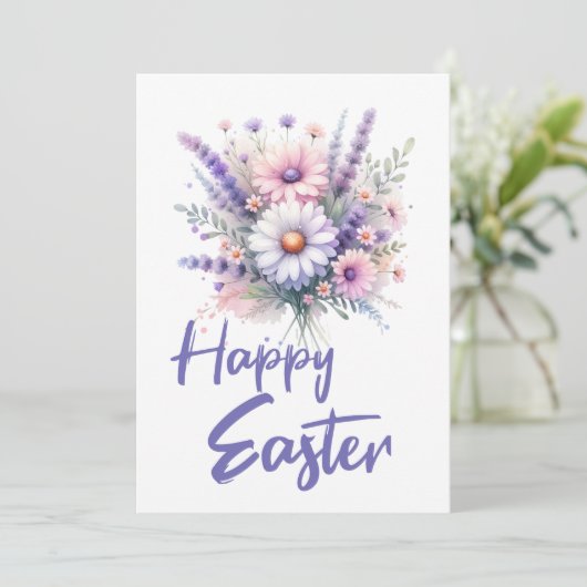 ハッピーイースターウータカラー春フラワーブーケ シーズンカード (スタンド正面)