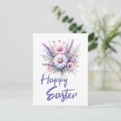 ハッピーイースターウータカラー春フラワーブーケ シーズンポストカード (スタンド正面)