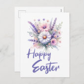 ハッピーイースターウータカラー春フラワーブーケ シーズンポストカード (正面/裏面)