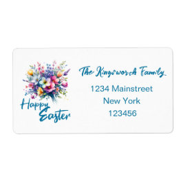 ハッピーイースターウータカラー春フラワーブーケ ラベル