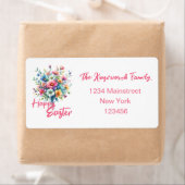 ハッピーイースターウータカラー春フラワーブーケ ラベル (インサイチュ)