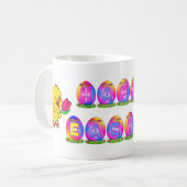 ハッピーイースターエッグとイエローシック&チューリップ コーヒーマグカップ (正面左)