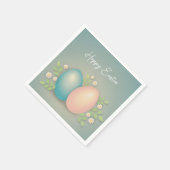 ハッピーイースターエッグと春の花ソフトblu スタンダードカクテルナプキン (角)