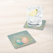 ハッピーイースターエッグと春フローラ休日 ペーパーコースター (インサイチュ)