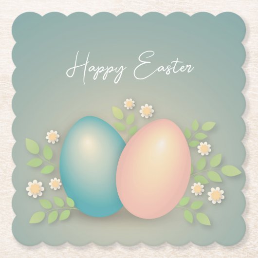 ハッピーイースターエッグと春フローラ休日 ペーパーコースター (正面)