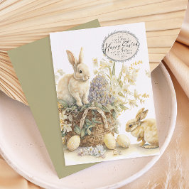 ハッピーイースターエッグウォーターカラーフラットホリデーカード シーズンカード