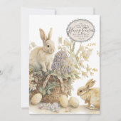 ハッピーイースターエッグウォーターカラーフラットホリデーカード シーズンカード (正面)