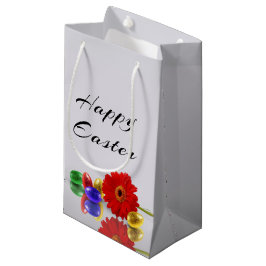 ハッピーイースターエッグカラフルとガーベラ スモールペーパーバッグ