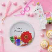 ハッピーイースターエッグカラフルとガーベラ ペーパープレート (パーティー)