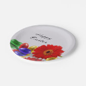 ハッピーイースターエッグカラフルとガーベラ ペーパープレート (アングル)