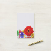 ハッピーイースターエッグカラフルとガーベラ ポストイット (デスク上)