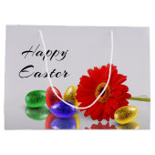 ハッピーイースターエッグカラフルとガーベラ ラージペーパーバッグ (裏面)