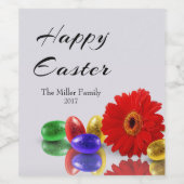 ハッピーイースターエッグカラフルとガーベラ ワインラベル (シングルラベル)