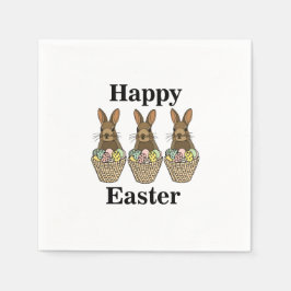 ハッピーイースターエッグスカスケットバニーハッピーイースターパーティー スタンダードカクテルナプキン