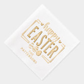 ハッピーイースターエッグスクパーソナライズされたリプト名 箔ナプキン (右)