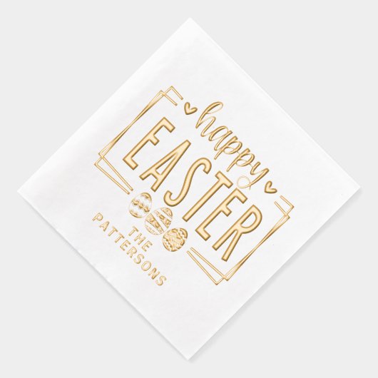 ハッピーイースターエッグスクパーソナライズされたリプト名 箔ナプキン (右)