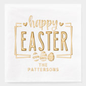 ハッピーイースターエッグスクパーソナライズされたリプト名 箔ナプキン (正面)