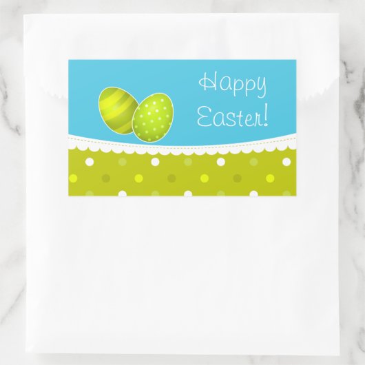 ハッピーイースターエッグスグリーンブルーデザイン 長方形シール (バッグ)