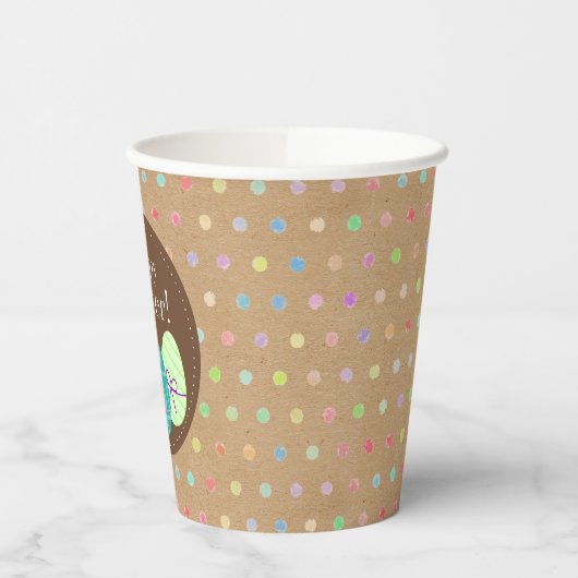 ハッピーイースターエッグス水玉模様フェイクオンクラフト紙PA 紙コップ (左)