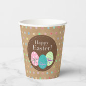 ハッピーイースターエッグス水玉模様フェイクオンクラフト紙PA 紙コップ (正面)