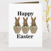 ハッピーイースターエッグズバスケットバニーハッピーイースター カード (黄色い花)