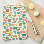 ハッピーイースターエッグズバニーチクスパットン キッチンタオル (四つ折り)
