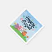 ハッピーイースターエッグズバニー&フラワーズ スタンダードカクテルナプキン (角)