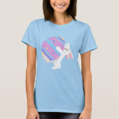 ハッピーイースターエッグバニーウサギ Tシャツ (正面)