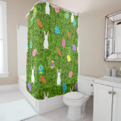 ハッピーイースターエッグバニーラビットかわいいズグラス シャワーカーテン (インサイチュ)