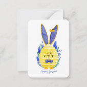 ハッピーイースターエッグバニー&ブルームスカリフラワー ノートカード (正面)