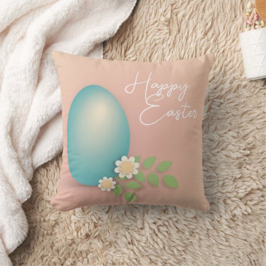 ハッピーイースターエッグパステルフローラ クッション (ブランケット)